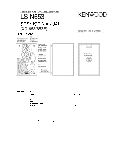 LS-N653 Kenwood Book Shelf Type 3 Way 3 Speaker System Book Shelf