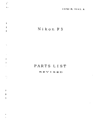 Nikon F3 manual repair - parts list