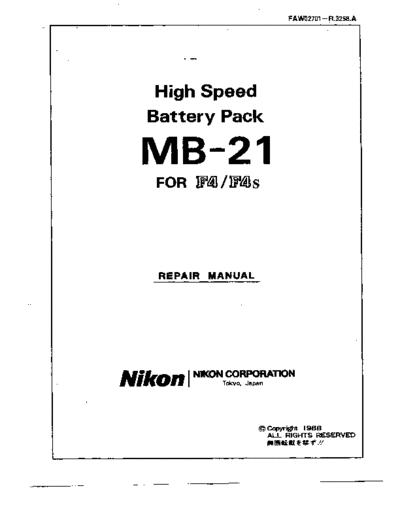 Nikon MB21 Manual Repair